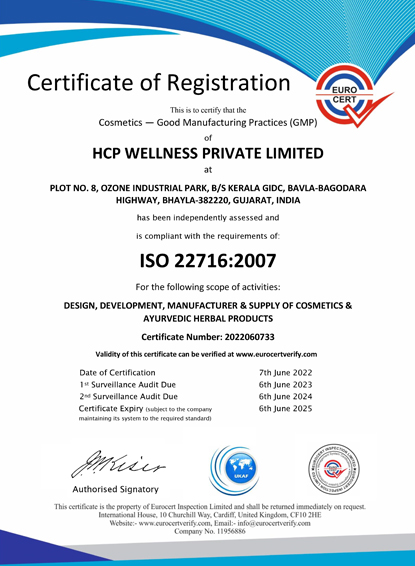 ISO 22716 2007 Certificate